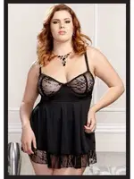 Büyük Beden Tüllü Erotik Gecelik MissisX 1358 Siyah
