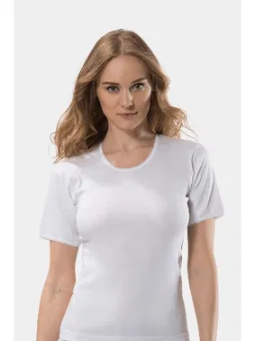 Türen Kısa Kollu Dantelli Kaşkorse Pamuklu Atlet Türen 222/BEYAZ