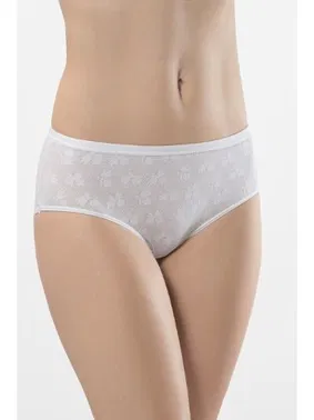 Türen Jakarlı Pamuklu Kadın Bikini Külot Türen 283/BEYAZ