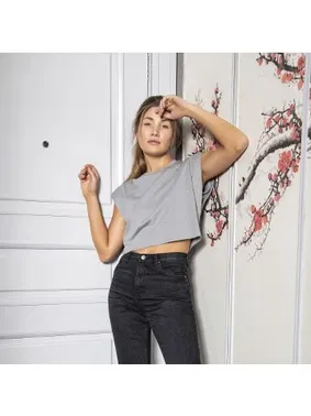 Türen Bisiklet Yaka Vatka Görünümlü Kısa Kollu Crop T-shirt Türen 3402