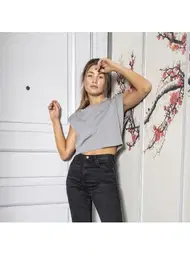 Türen Bisiklet Yaka Vatka Görünümlü Kısa Kollu Crop T-shirt Türen 3402