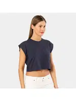 Lacivert Vatka Görünümlü Kadın Crop T-shirt Türen 3402 Lacivert