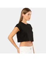 Siyah Vatka Görünümlü Kadın Crop T-shirt Türen 3402 Siyah detay görünüm