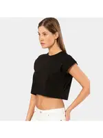 Siyah Vatka Görünümlü Kadın Crop T-shirt Türen 3402 Siyah farklı açı