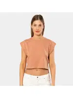 Crop Kadın Vatka Görünümlü T-shirt Türen 3402 Somon
