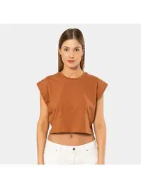 Türen Kadın Vatka Görünümlü Crop T-shirt Türen 3402