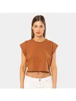 Kadın Vatka Görünümlü Crop T-shirt Türen 3402 Tarçın