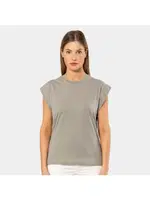 Kısa Kollu Bisiklet Yaka Vatka Görünümlü T-shirt Türen 3401/Gri Gri detay görünüm