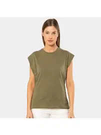 Türen Yeşil Vatka Görünümlü Kısa Kollu Kadın T-shirt Türen 3401