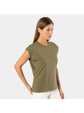 Türen Yeşil Vatka Görünümlü Kısa Kollu Kadın T-shirt Türen 3401 - Alternatif Görünüm