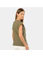 Yeşil Vatka Görünümlü Kısa Kollu Kadın T-shirt Türen 3401 Haki farklı açı