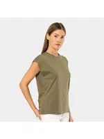 Yeşil Vatka Görünümlü Kısa Kollu Kadın T-shirt Türen 3401 Haki görsel 4