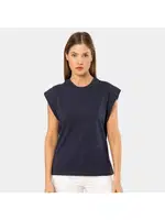 Bisiklet Yaka Vatka Görünümlü Lacivert Kadın T-shirt Türen 3401 Lacivert farklı açı