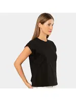 Kısa Kollu Vatka Görünümlü Kadın T-shirt Türen 3401 Siyah detay görünüm