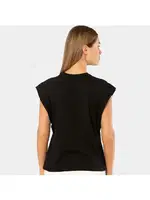 Kısa Kollu Vatka Görünümlü Kadın T-shirt Türen 3401 Siyah farklı açı