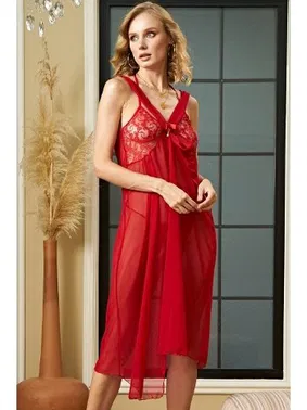 İzabel Kırmızı Çok Seksi Fantezi Gecelik Uzun İzabel 2023 - Alternatif Görünüm