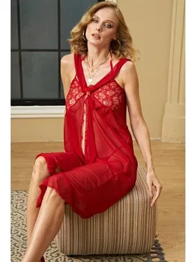 İzabel Kırmızı Çok Seksi Fantezi Gecelik Uzun İzabel 2023