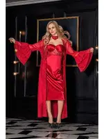 Kırmızı Dantel Detaylı Kırmızı Sabahlık Gallipoli MGP11650 detay görünüm