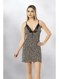 Kota Bayan Leopar Baskılı Gecelik Kota 6354