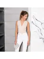 Kruvaze Yaka Bej Kolsuz Çıtçıtlı Kadın Body Türen 3502 Bej görsel 6