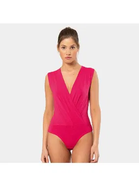 Türen Sıfır Kollu Kruvaze Yaka Çıtçıtlı Kadın Body Türen 3502