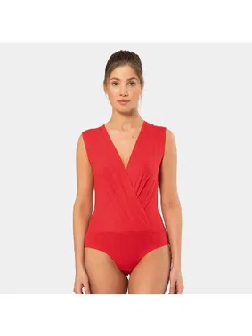 Türen Kırmızı Kruvaze Yaka Çıtçıtlı Kolsuz Body Türen 3502 - Alternatif Görünüm