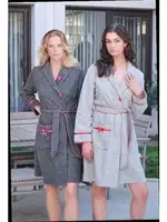 Kuşaklı Polar Kısa Kadın Sabahlık Bone Club 5325  Antrasit