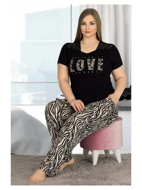 Lady Lady Kısa Kollu Büyük Beden Pijama Love - Alternatif Görünüm