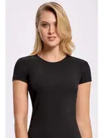 Likralı 0 Yaka Siyah T-shirt İlke 2261 Siyah