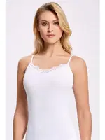 Likralı Ribana Sur Dantelli Atlet Beyaz İlke 2267 Beyaz