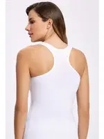 Likralı Sporcu Geniş Askili Atlet İlke 2238 Beyaz