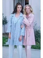 Kazayağı Desenli Lohusa Üçlü Pijama Takım Bone Club 5529 Mavi