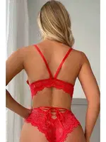Bacak Aksesuarlı Dantelli Fantazi Sütyen Külot Takım Merry See Kırmızı görsel 4