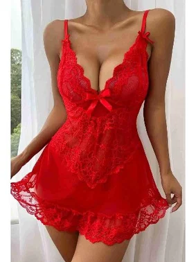 Merry See İnce Askılı Dantel Gecelik Babydoll Merry See 2606 - Alternatif Görünüm