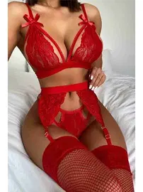 Merry See Dantel Jartiyerli Kurdelalı Erotik Sütyen Külot Takım Merry See 2674