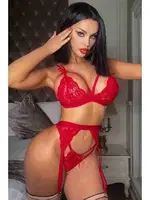 Dantel Jartiyerli Kurdelalı Erotik Sütyen Külot Takım Merry See 2674 Kırmızı görsel 4