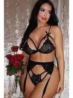 Jartiyerli Dantel Fantazi Sütyen Külot Takım Merry See 2674 Siyah görsel 6