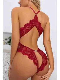 Merry See Özel Bölgesi Açık Sırt Aksesuarlı Fantezi Body Merry See MS4342