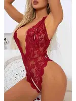 Özel Bölgesi Açık Sırt Aksesuarlı Fantezi Body Merry See MS4342 Kırmızı detay görünüm
