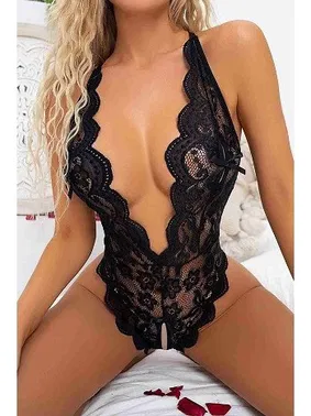 Merry See Merry See Dantel Özel Bölgesi Açık Sırt Aksesuarlı Fantezi iç Giyim Siyah - Alternatif Görünüm