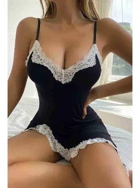 Merry See Asimetrik Kesim Derin Yırtmaçlı Fantazi Gecelik Siyah Merry See MS2224 - Alternatif Görünüm