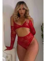 Eldivenli Fantazi Sütyen Külot Takım Kırmızı Merry See 4159 Kırmızı farklı açı