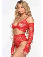 Eldivenli Fantazi Sütyen Külot Takım Kırmızı Merry See 4159 Kırmızı görsel 5