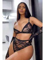 Merry See Eldivenli Sütyen Külot Takım Siyah MS3253 Siyah farklı açı