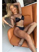 File Geniş Özel Bölgesi Açık Seksi Vücut Çorabı Siyah Merry See 79506