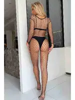 File Geniş Özel Bölgesi Açık Seksi Vücut Çorabı Siyah Merry See 79506 farklı açı