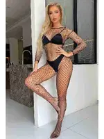 File Geniş Özel Bölgesi Açık Seksi Vücut Çorabı Siyah Merry See 79506 görsel 5