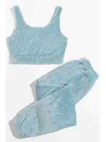 Crop Kolsuz Askılı Peluş Polar Alt Üst Pijama Takımı Mavi Merry See MS4065 Mavi detay görünüm