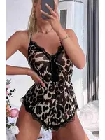 Leopar Desenli Çapraz Askılı Tulum Gecelik Merry See MS2361 Çok Renkli görsel 4