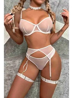 Merry See Boğaz Bacak Aksesuarlı Tül Jartiyer Takım Merry See 4106